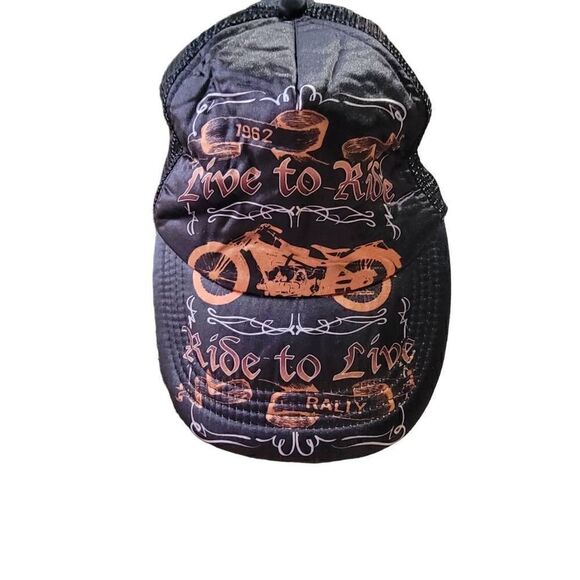 Vintage Rise To Live To Ride Hat 1962 Snapback Motercycle Biker Mesh Cap - Picture 1 of 6
